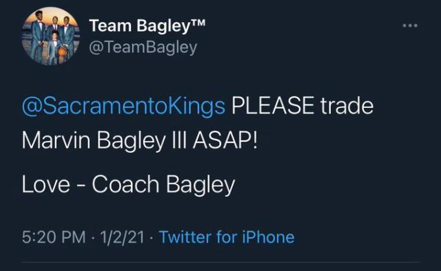 开云体育入口-巴格利的国王生涯前途暗淡？父亲炮轰主帅请求交易